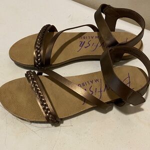 EUC Blowfish Copper/ Brown Braided-Strap Leather Women's Sandals size 8 Gabriel